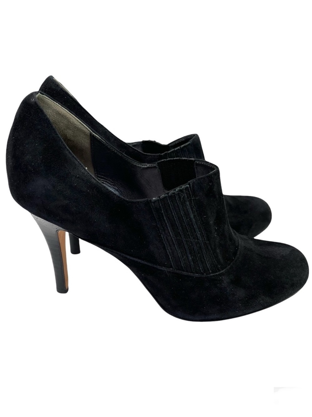 COLE HAAN Black Suede Talia Nike Air Heeled Ankle Booties Size 9.5